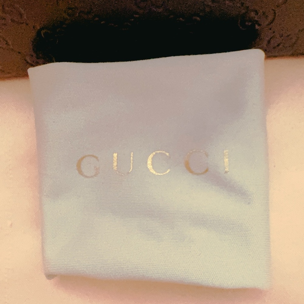 Gucci Triangular Prism Tri Fold Brown Leather Sun… - image 3